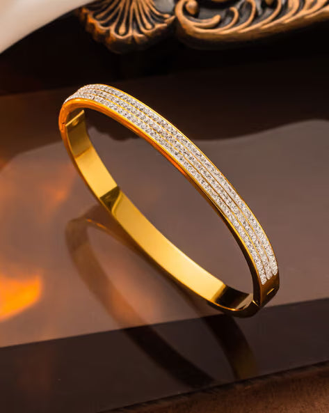 Diamond-Studded Gold-Plated Bracelet