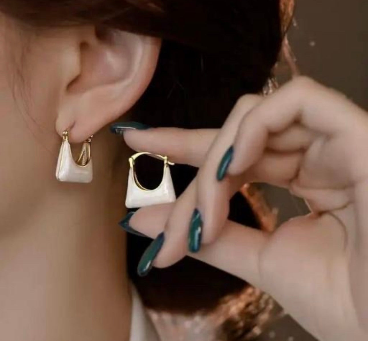 Elegant Small Handbag Shape Gold Plated Earrings