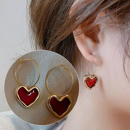 Burgundy Heart Hoops