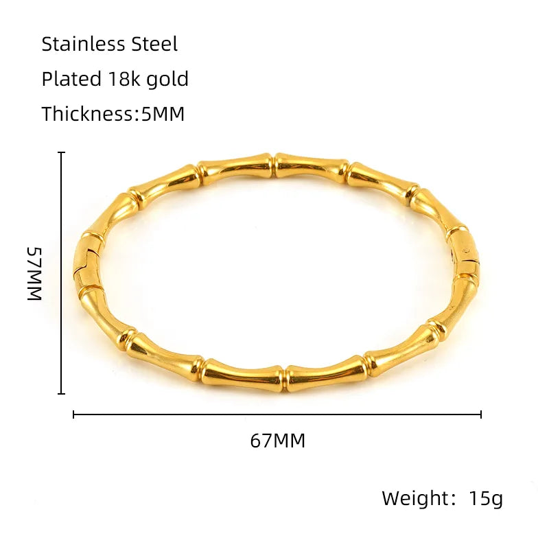 Bamboo Inspired Gold Bracelet