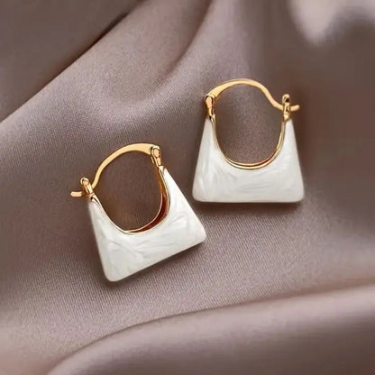 Elegant Small Handbag Shape Gold Plated Earrings