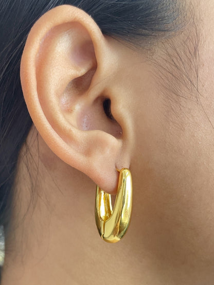 Anti-Tarnish Round Gold Hoop Earrings
