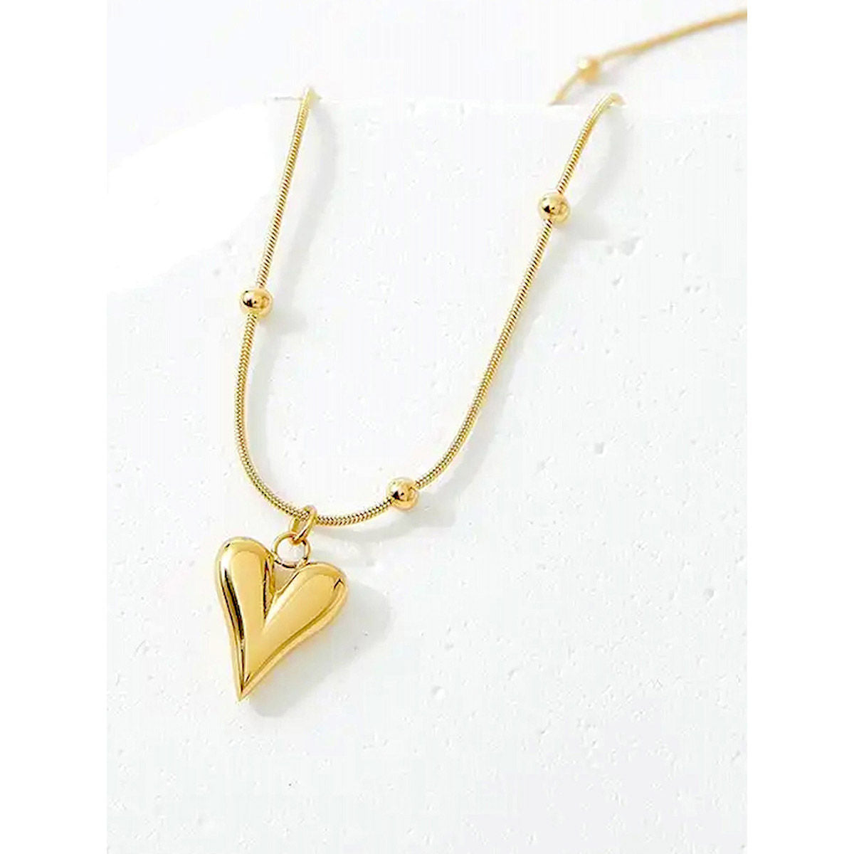 Anti-Tarnish Pointed Heart Necklace with & Chain