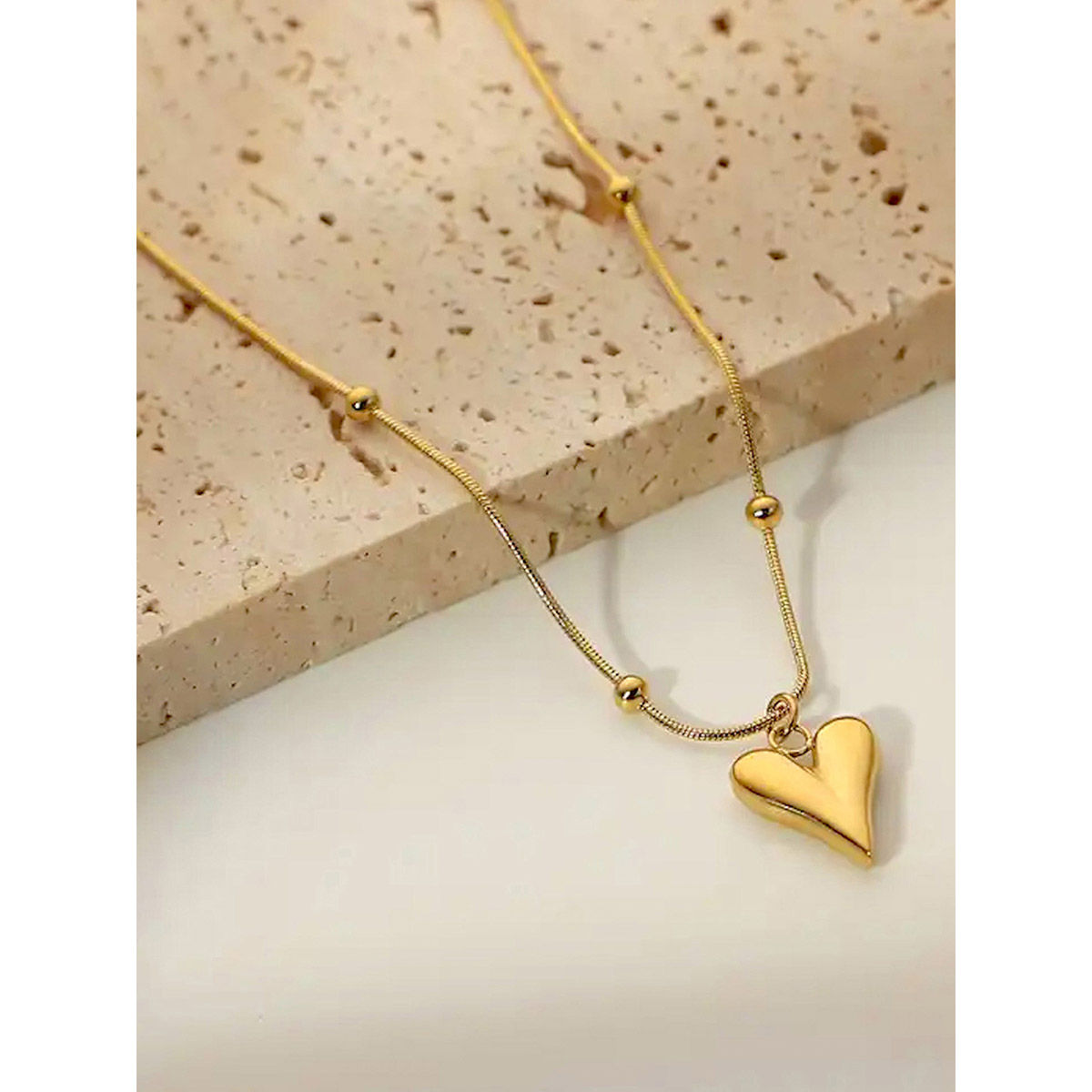 Anti-Tarnish Pointed Heart Necklace with & Chain