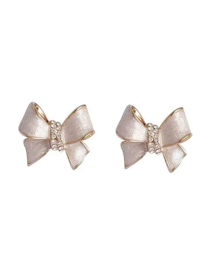 Golden Bow Sparkle Earrings