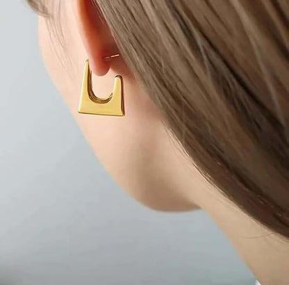 Anti-Tarnish Bold Geometric Gold Hoops Earrings