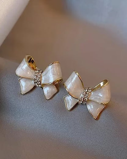Golden Bow Sparkle Earrings