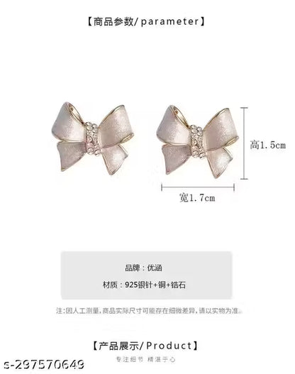 Golden Bow Sparkle Earrings