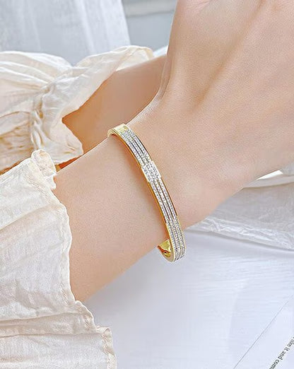 Diamond-Studded Gold-Plated Bracelet