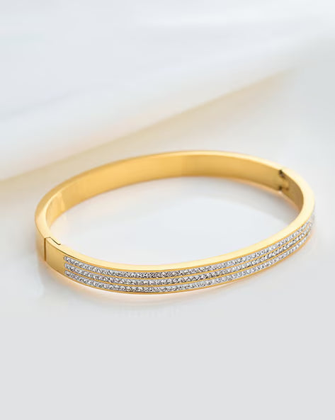 Diamond-Studded Gold-Plated Bracelet