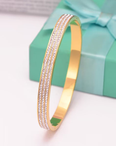 Diamond-Studded Gold-Plated Bracelet