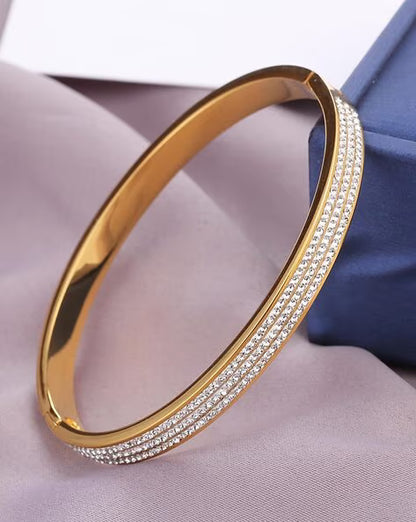Diamond-Studded Gold-Plated Bracelet
