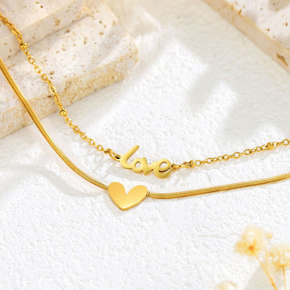 Love Heart Layered Gold Bracelet