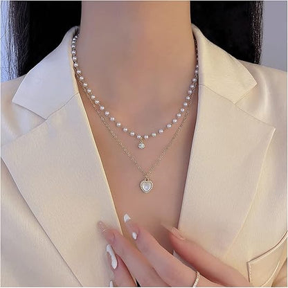 Dainty Pearl Heart Necklace