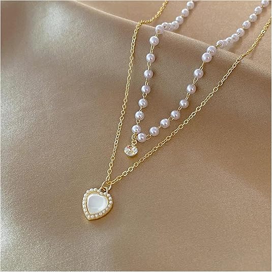 Dainty Pearl Heart Necklace