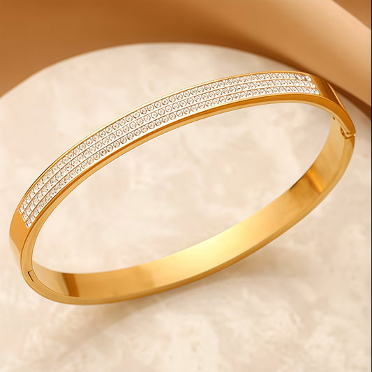 Diamond-Studded Gold-Plated Bracelet
