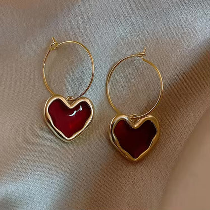 Burgundy Heart Hoops