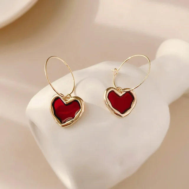 Burgundy Heart Hoops