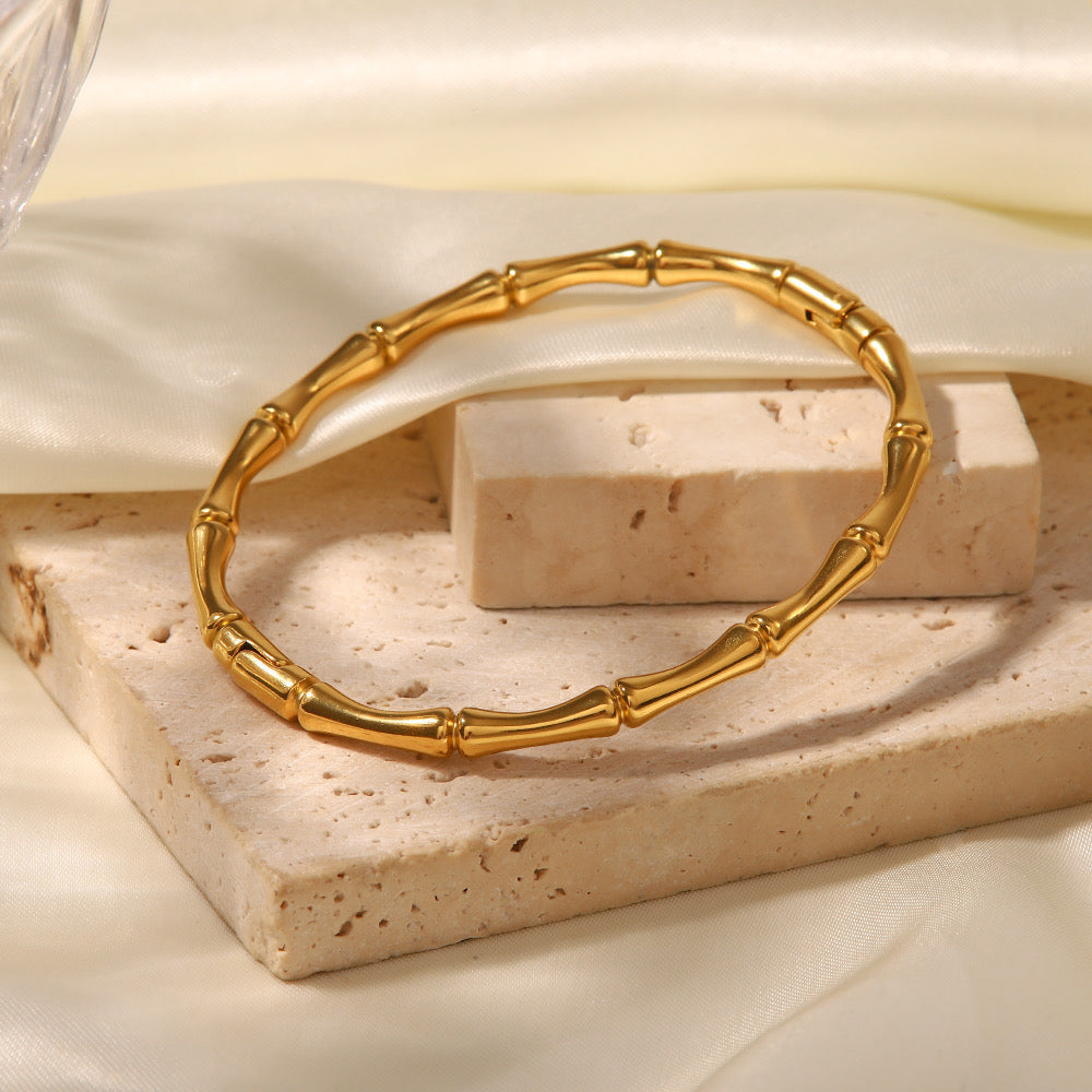Bamboo Inspired Gold Bracelet