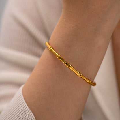 Bamboo Inspired Gold Bracelet
