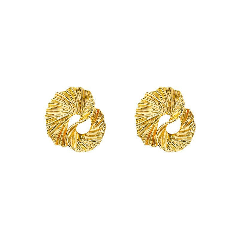 Silver Twirl Textured Statement Earrings