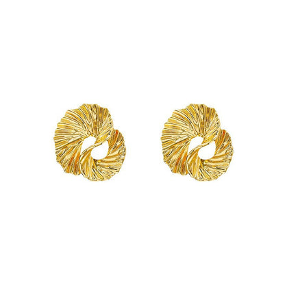 Silver Twirl Textured Statement Earrings