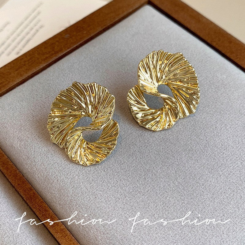 Silver Twirl Textured Statement Earrings