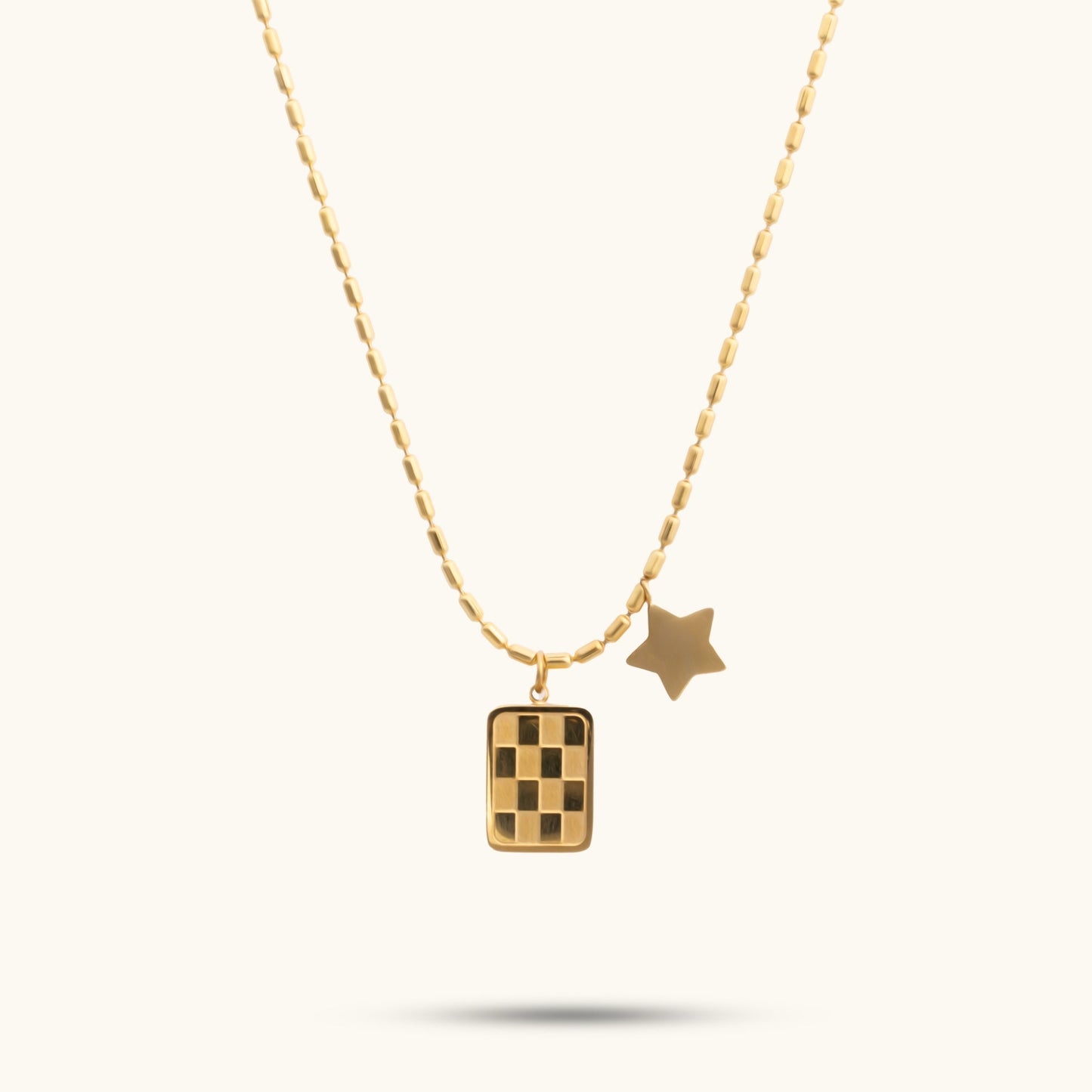 golden chessboard pentagram necklace
