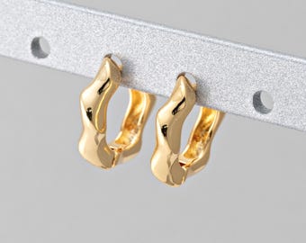 Gold Hammered Ear Hoops Earrings