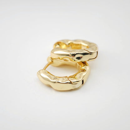 Gold Hammered Ear Hoops Earrings