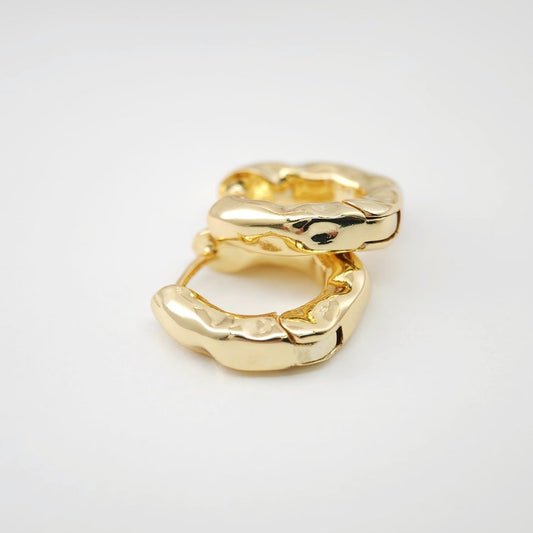 Gold Hammered Ear Hoops Earrings