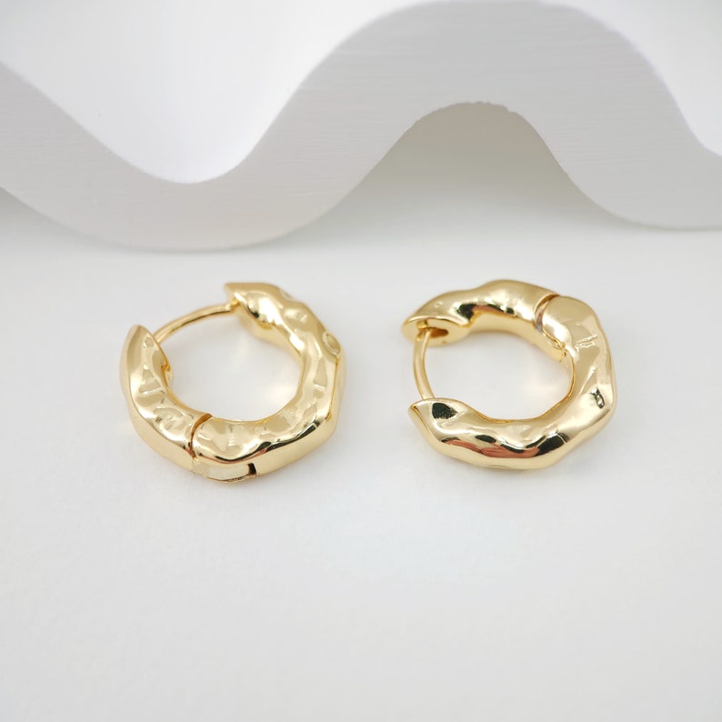 Gold Hammered Ear Hoops Earrings