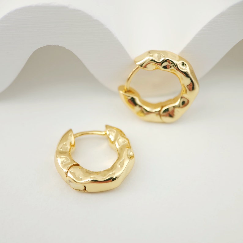 Gold Hammered Ear Hoops Earrings