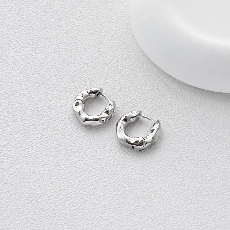 Gold Hammered Ear Hoops Earrings