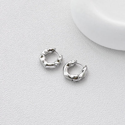 Gold Hammered Ear Hoops Earrings