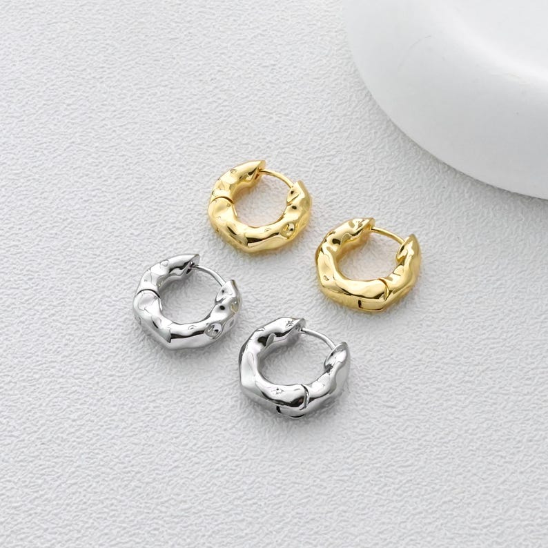 Gold Hammered Ear Hoops Earrings