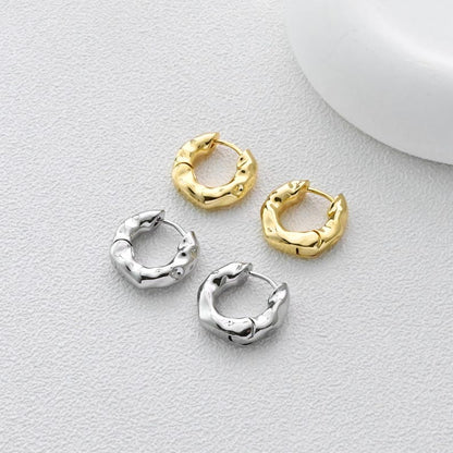 Gold Hammered Ear Hoops Earrings