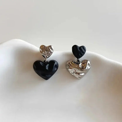 Black and Silver Heart Earrings