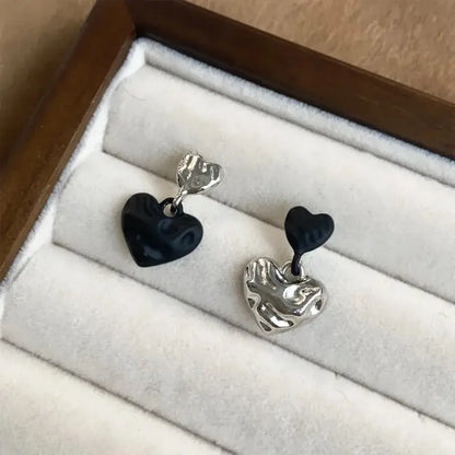 Black and Silver Heart Earrings